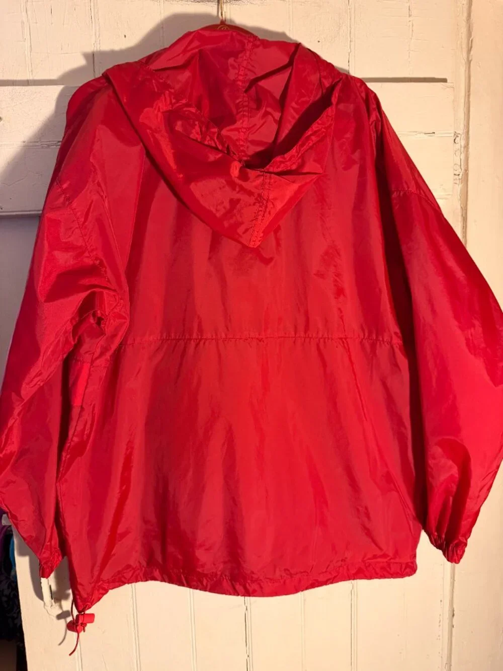 VTG J. Crew Sport Red Nylon Hooded Anorak Windbreaker Sz M